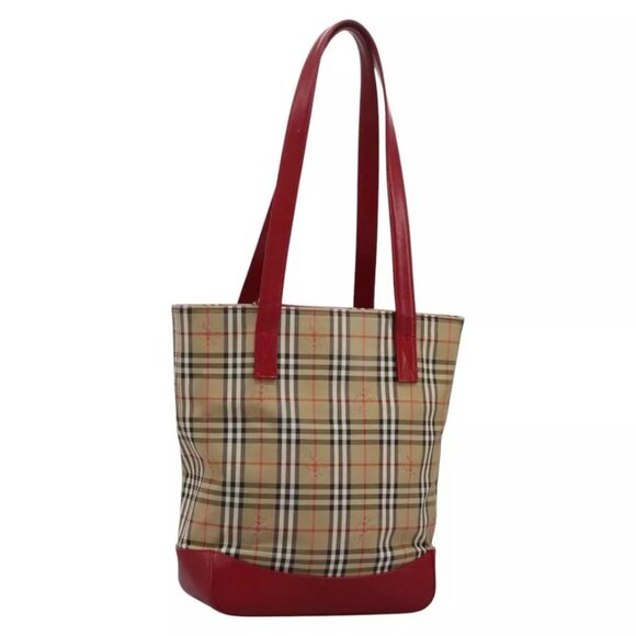 BURBERRY Nova Check Tote Bag Canvas Beige Auth - Picture 1 of 15
